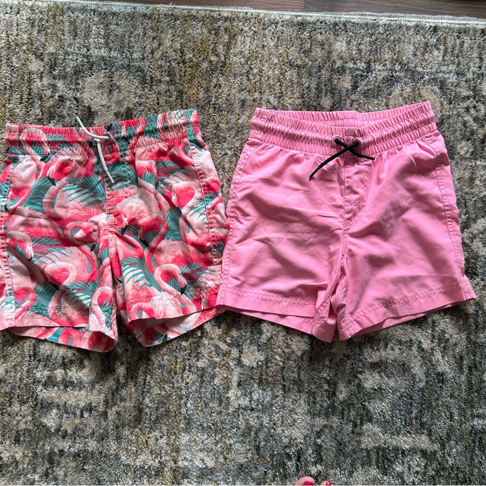 Old Navy Pink and Flamingo Print Kids Swim Shorts Set